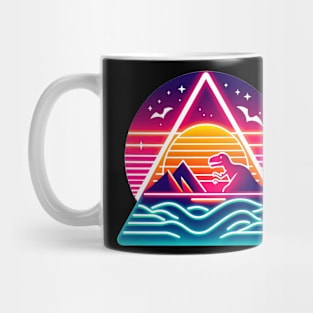 Retro dinosaurs in the 80s triangle Mug